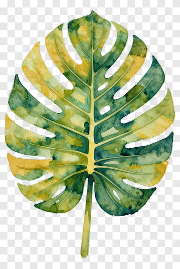 Watercolor Monstera Leaf PNG