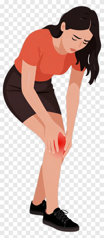 Woman Holding Knee In Pain PNG