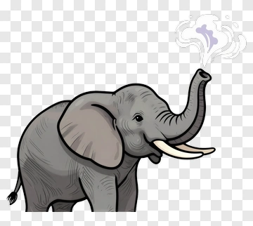 Cartoon Elephant Blowing Smoke PNG