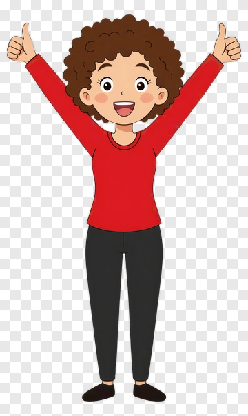Happy Cartoon Girl With Thumbs Up PNG