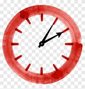Red Clock Face With Black Hands PNG