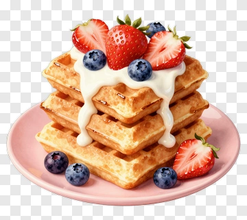 Delicious Waffles Topped With Strawberries And Blueberries PNG