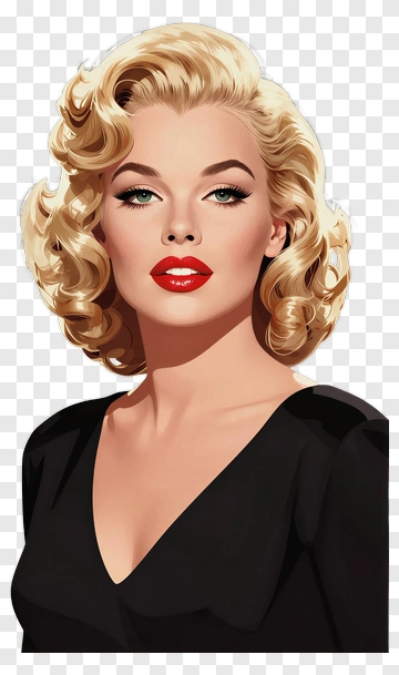 Stylized Portrait Of A Woman With Blonde Curly Hair PNG