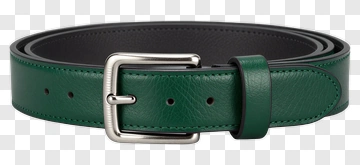 Green Leather Belt With Silver Buckle PNG