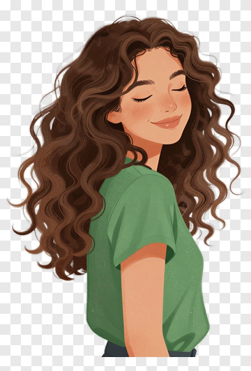 Smiling Woman With Curly Hair PNG