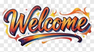 Colorful Welcome Text With Artistic Swirls PNG