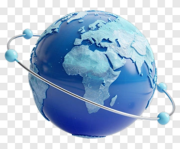 3D Globe With Orbiting Rings PNG