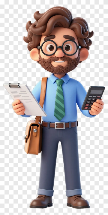 3D Businessman Holding Papers And Calculator PNG