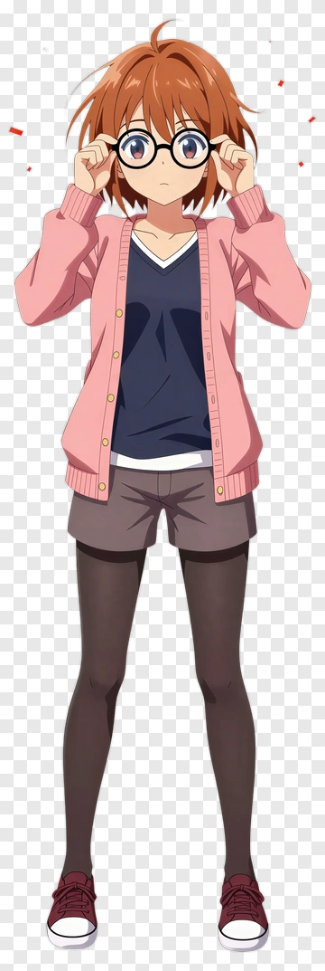 Anime Girl Adjusting Glasses PNG