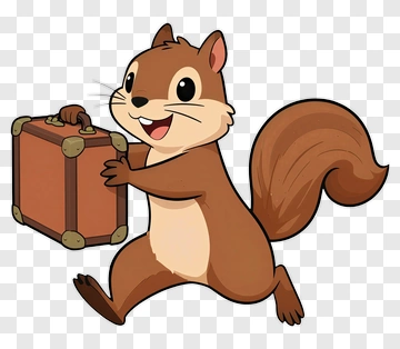 Cartoon Squirrel Carrying A Suitcase PNG