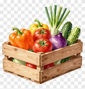 Colorful Vegetable Basket PNG