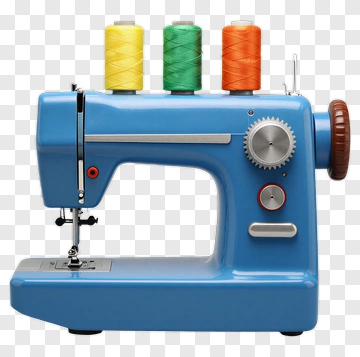 Blue Sewing Machine With Colorful Spools PNG