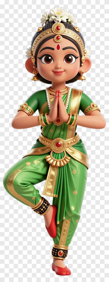 3D Girl In Traditional Dance Pose PNG
