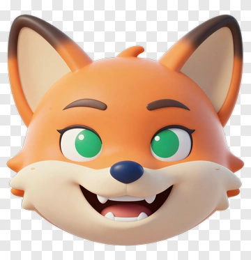 3D Cartoon Fox Character Face PNG