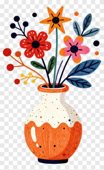 Colorful Flower Vase With Various Blooms PNG