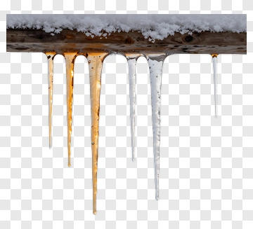 Icicles Hanging From A Snowy Log PNG