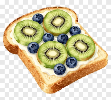 Toast With Kiwi And Blueberries PNG