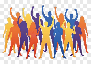 Colorful Group Of Silhouetted People Celebrating PNG