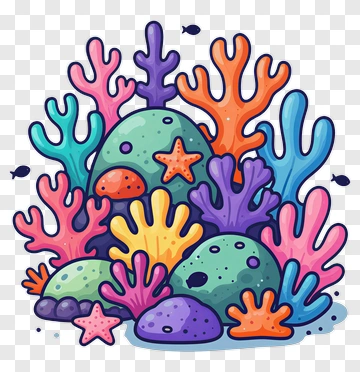 Colorful Coral Reef Composition PNG