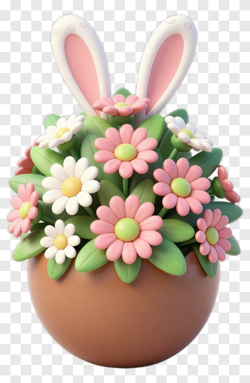 Easter Bunny Flower Pot PNG