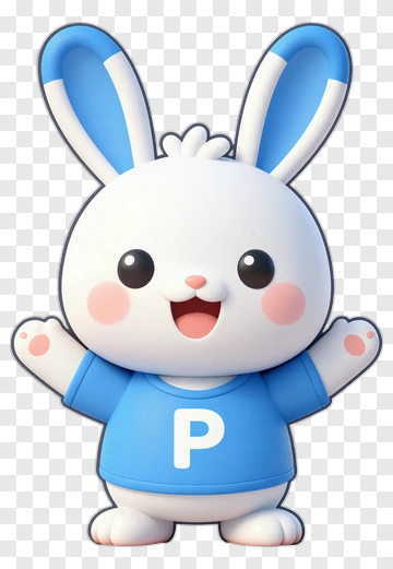 Cartoon Rabbit With Blue Shirt PNG