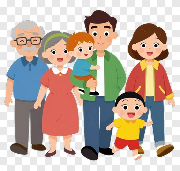 Cartoon Family Standing Together PNG