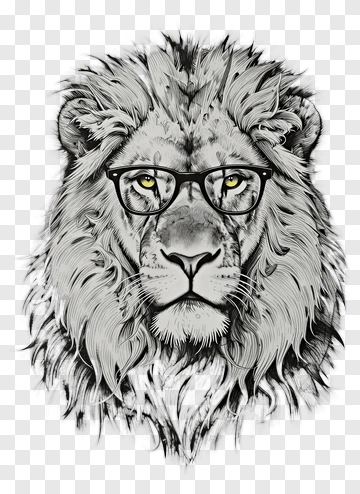 Lion Wearing Glasses PNG