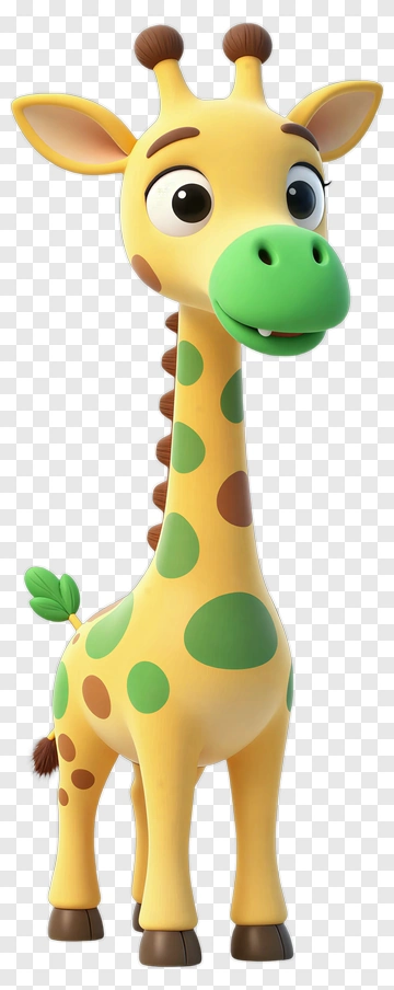 Cartoon Giraffe With Green Spots PNG