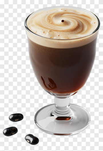 Coffee In A Glass With Coffee Beans PNG
