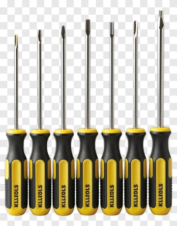 Screwdriver Set With Yellow And Black Handles PNG