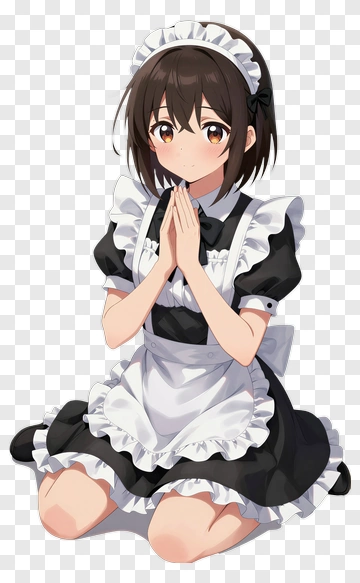 Maid Character In Black And White Uniform PNG