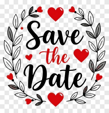 Save The Date Floral Design PNG
