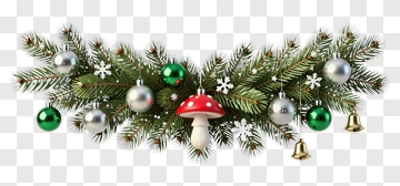 Christmas Decoration With Pine Branches And Ornaments PNG