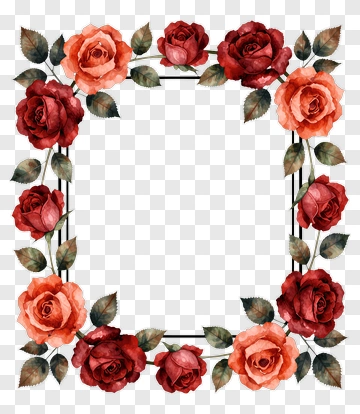 Floral Frame With Red And Pink Roses PNG