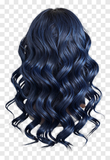 Wavy Dark Blue Hair PNG