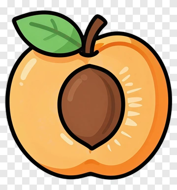 Cartoon Peach With Leaf PNG