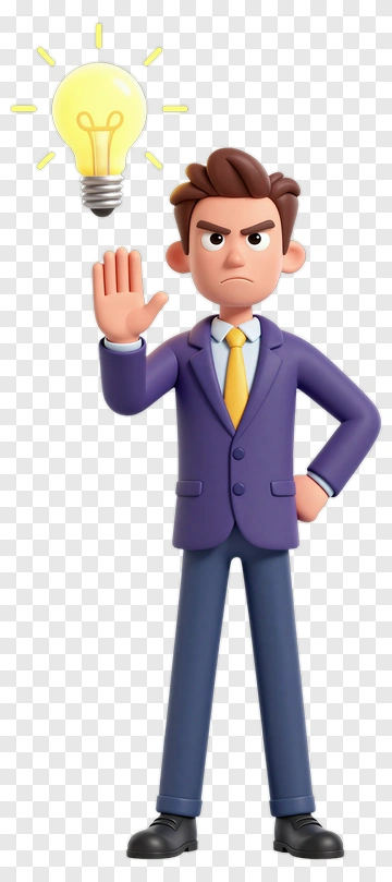 Cartoon Businessman With Light Bulb Idea PNG