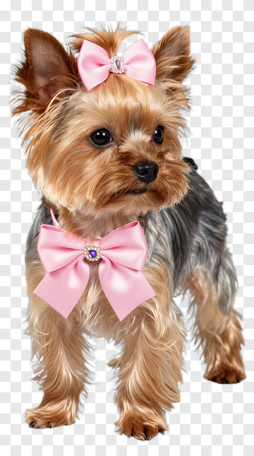 Yorkshire Terrier With Pink Bows PNG