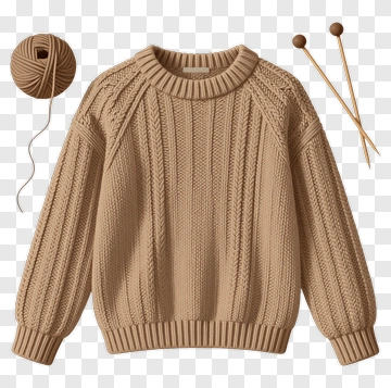 Knitted Sweater With Yarn And Needles PNG