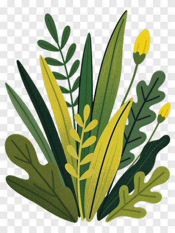 Colorful Leafy Plant Composition PNG