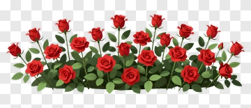 Red Roses With Green Leaves PNG
