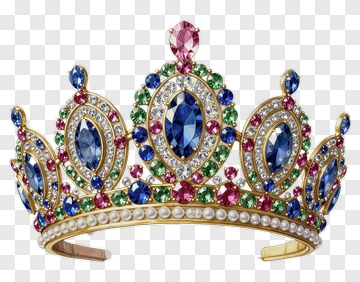 Colorful Crown With Gems And Pearls PNG