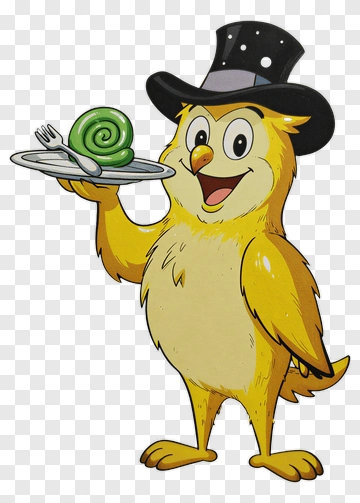 Cartoon Owl Holding A Plate With A Green Snack PNG