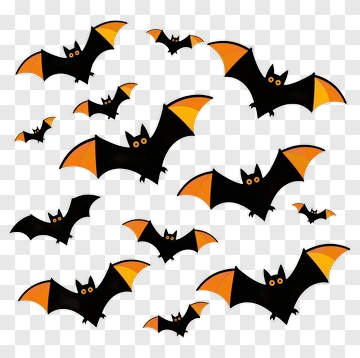Cartoon Bats With Orange Wings PNG