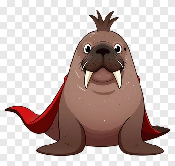 Cartoon Walrus Wearing A Red Cape PNG