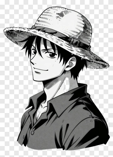 Cartoon Character Wearing A Straw Hat PNG