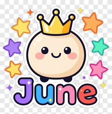 Cute Cartoon Character With Crown And Colorful Stars PNG