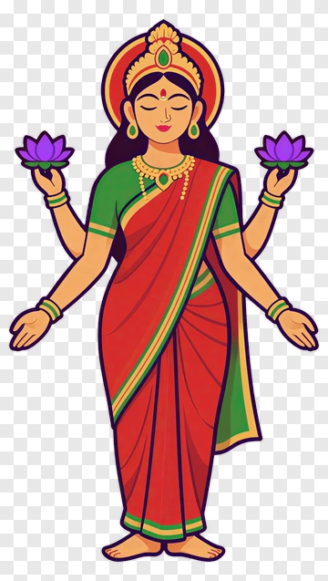 Goddess Holding Lotus Flowers PNG