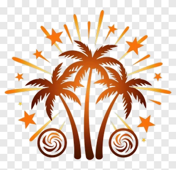 Palm Trees With Stars And Swirls PNG