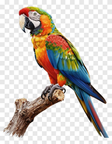 Colorful Macaw Parrot Perched On A Branch PNG